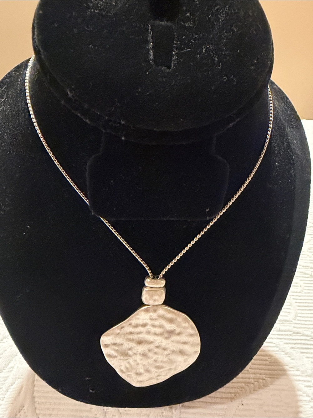 Chico's Silver Hammered Pendant Necklace